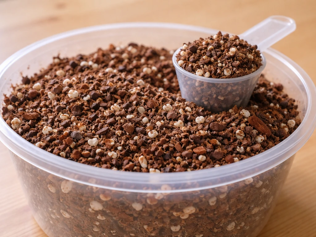 Close-up of loose, airy potting mix in a clear bowl with perlite and coco coir visible.